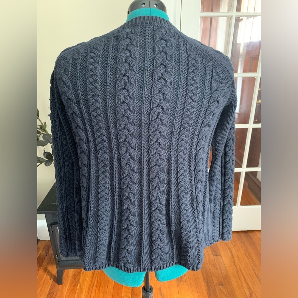 GAP beautiful knit cardigan in navy large snap buttons Fishermancore - Picture 2 of 6